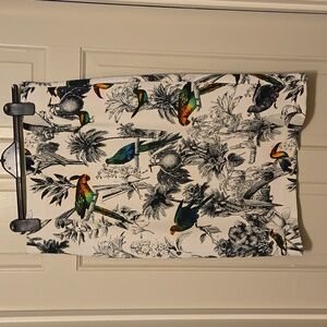 White skirt with parrots and flowers